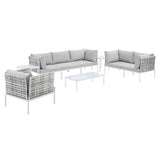 Harmony 8-Piece Sunbrella® Basket Weave Outdoor Patio Aluminum Seating Set by Lefancy