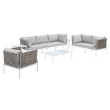 Harmony 8-Piece Sunbrella® Basket Weave Outdoor Patio Aluminum Seating Set by Lefancy