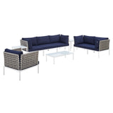 Harmony 8-Piece Sunbrella® Basket Weave Outdoor Patio Aluminum Seating Set by Lefancy