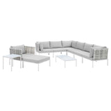 Harmony 10-Piece Sunbrella® Basket Weave Outdoor Patio Aluminum Sectional Sofa Set by Lefancy