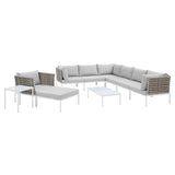 Harmony 10-Piece Sunbrella® Basket Weave Outdoor Patio Aluminum Sectional Sofa Set by Lefancy