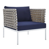 Harmony Sunbrella® Basket Weave Outdoor Patio Aluminum Armchair by Lefancy