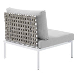 Harmony Sunbrella® Basket Weave Outdoor Patio Aluminum Armless Chair by Lefancy