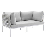 Harmony Sunbrella® Basket Weave Outdoor Patio Aluminum Loveseat by Lefancy