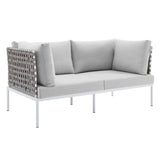 Harmony Sunbrella® Basket Weave Outdoor Patio Aluminum Loveseat by Lefancy