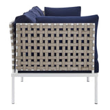 Harmony Sunbrella® Basket Weave Outdoor Patio Aluminum Sofa by Lefancy