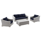 Conway 4-Piece Outdoor Patio Wicker Rattan Furniture Set by Lefancy