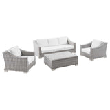 Conway 4-Piece Outdoor Patio Wicker Rattan Furniture Set by Lefancy