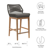 Wellspring Outdoor Patio Teak Wood Bar Stool by Lefancy