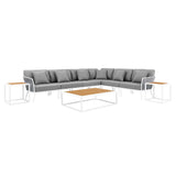 Stance 9 Piece Aluminum Outdoor Patio Aluminum Sectional Sofa Set by Lefancy