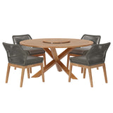 Wellspring 5-Piece Outdoor Patio Teak Wood Dining Set by Lefancy