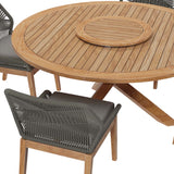 Wellspring 5-Piece Outdoor Patio Teak Wood Dining Set by Lefancy