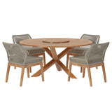 Wellspring 5-Piece Outdoor Patio Teak Wood Dining Set by Lefancy