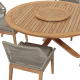 Wellspring 5-Piece Outdoor Patio Teak Wood Dining Set by Lefancy