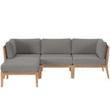 Clearwater 4-Piece Outdoor Patio Teak Wood Sectional Sofa by Lefancy