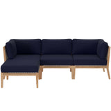 Clearwater 4-Piece Outdoor Patio Teak Wood Sectional Sofa by Lefancy