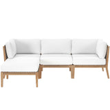 Clearwater 4-Piece Outdoor Patio Teak Wood Sectional Sofa by Lefancy