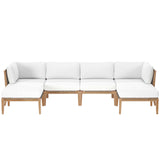 Clearwater 6-Piece Outdoor Patio Teak Wood Sectional Sofa by Lefancy