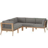 Clearwater 5-Piece Outdoor Patio Teak Wood Sectional Sofa by Lefancy