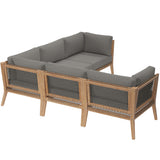 Clearwater 5-Piece Outdoor Patio Teak Wood Sectional Sofa by Lefancy