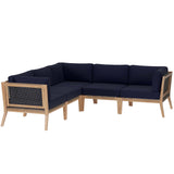 Clearwater 5-Piece Outdoor Patio Teak Wood Sectional Sofa by Lefancy