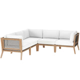 Clearwater 5-Piece Outdoor Patio Teak Wood Sectional Sofa by Lefancy