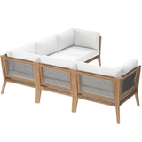 Clearwater 5-Piece Outdoor Patio Teak Wood Sectional Sofa by Lefancy