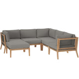 Clearwater 6-Piece Outdoor Patio Teak Wood Sectional Sofa by Lefancy