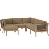 Clearwater 6-Piece Outdoor Patio Teak Wood Sectional Sofa by Lefancy