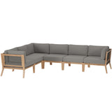 Clearwater 6-Piece Outdoor Patio Teak Wood Sectional Sofa by Lefancy