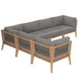 Clearwater 6-Piece Outdoor Patio Teak Wood Sectional Sofa by Lefancy