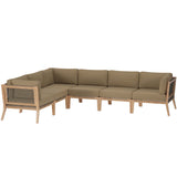 Clearwater 6-Piece Outdoor Patio Teak Wood Sectional Sofa by Lefancy