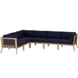 Clearwater 6-Piece Outdoor Patio Teak Wood Sectional Sofa by Lefancy