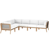 Clearwater 6-Piece Outdoor Patio Teak Wood Sectional Sofa by Lefancy