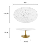 Lippa 42" Oval Artificial Marble Coffee Table by Lefancy