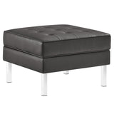 Loft Tufted Vegan Leather Ottoman by Lefancy