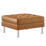 Loft Tufted Vegan Leather Ottoman by Lefancy