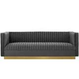 Sanguine Vertical Channel Tufted Performance Velvet Sofa by Lefancy