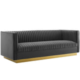 Sanguine Vertical Channel Tufted Performance Velvet Sofa by Lefancy