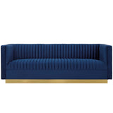 Sanguine Vertical Channel Tufted Performance Velvet Sofa by Lefancy