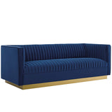 Sanguine Vertical Channel Tufted Performance Velvet Sofa by Lefancy