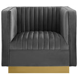 Sanguine Vertical Channel Tufted Accent Performance Velvet Armchair by Lefancy