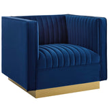 Sanguine Vertical Channel Tufted Accent Performance Velvet Armchair by Lefancy