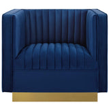 Sanguine Vertical Channel Tufted Accent Performance Velvet Armchair by Lefancy