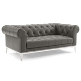 Idyll Tufted Button Upholstered Leather Chesterfield Loveseat by Lefancy