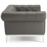 Idyll Tufted Button Upholstered Leather Chesterfield Loveseat by Lefancy