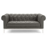 Idyll Tufted Button Upholstered Leather Chesterfield Loveseat by Lefancy