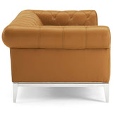 Idyll Tufted Button Upholstered Leather Chesterfield Loveseat by Lefancy