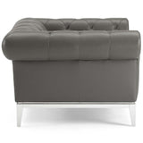 Idyll Tufted Button Upholstered Leather Chesterfield Armchair by Lefancy