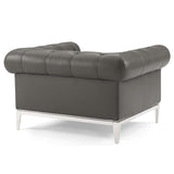 Idyll Tufted Button Upholstered Leather Chesterfield Armchair by Lefancy